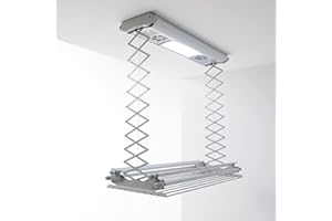 foxydry Air Tendedero Eléctrico de Pared y Techo con Control Remoto Ahorrar Espacio en Aluminio y Acero 160x57x30 cm (150)