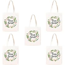 Borse Cotone Addio Nubilato Set Borse Addio Al Nubilato - 6 Pezzi: 1 Tote 'The Bride' + 5 'Team Bride' In Cotone Alta Qualità Borse Ricordo Matrimonio - 2