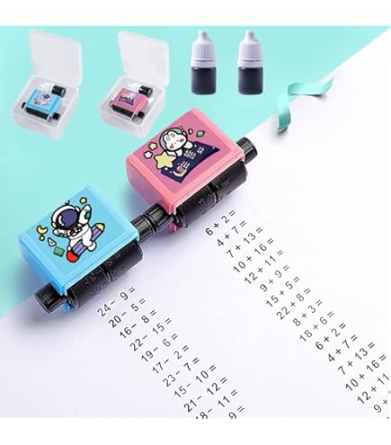 4 Timbri Matematici A Rullo - Per Esercizi Di Addizione, Sottrazione, Moltiplicazione, Divisione, Con Inchiostro - Foto 9