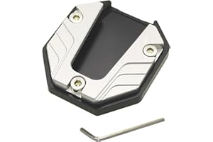 Gereiny Aluminum Alloy Motorcycle Bike Kickstand Extender Foot Side Stand Extension Foot Pad Support Plate Motorbike Accessories Silver