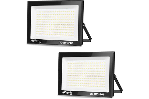 Blivrig 【2PCS 300W projecteur exterieur led 30000LM IP66 Imperméable spot led exterieur Super Brillant Eclairage Extérieur Blanc Chaud(3000k) Sécurité spot led pour stades, usines, Parking, garage