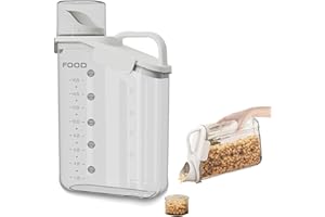 MHwan Boite Croquette Chien, Boite Croquette Chat avec Gobelet Doseur, 2.8L Doublement Scellé et Résistant à lHumidité Conteneur Croquettes Chien Avec Poignée de Transport pour Céréales, Riz (Blanc)