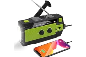 Efluky Solar Radio Am/FM/NOAA Radio de manivela Radio de Emergencia Recargable USB portátil con Banco de energía de 4000 mAh Linterna LED Alarma SOS y luz de Lectura para Camping Viajes (Verde)