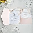 Pinkish Purple Wedding Invitation Pockets Folder Solid Pearl Invitation Pockets with Envelopes 20 sets (pinkish purple)