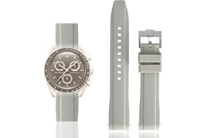 OLLREAR Cinturino in Gomma Curvo Compatibile con Omega x Swatch Speedmaster MoonSwatch 20mm Cinturino Morbido di Ricambio per Uomo e Donna