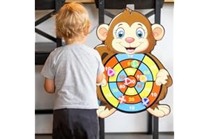 CXAFQ Children's Dartboard Target, Sticky Ball Throwing Target, Parent-Child Interaction Indoor And Outdoor Educational Sticky Ball Toys, Party Tossing Game For Kids, 3 Sticky Balls (Monkey)