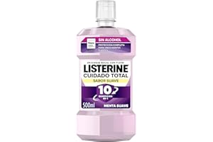 Listerine Cuidado Total Sabor Suave (1 x 500 ml), enjuague bucal sin alcohol, colutorio encías 0% alcohol con 10 beneficios en 1, enjuague bucal para 12 horas de protección