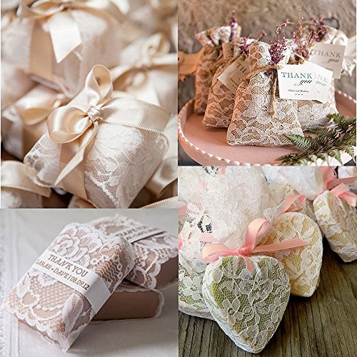 Racksoy Retro-Stil 6″ x 25 Yard (15cm x 22M) Lace Spitzen-Rolle Tüllnetz Tischläufer für Stuhl-Schärpe, Hochzeitsdekoration (Beige/Cremig) - 4