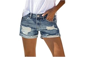 GENERIC Jeans Shorts Damen Zerrissene Kurze Hose Damen Sommer Destroyed Jeansshort High Waist Sexy Low Denim Shorts Slim Stretch Grosse Grössen Lose Jeansshorts Bermuda Übergröße Hotpants Strandshorts