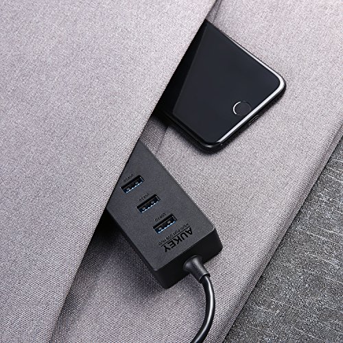 AUKEY USB 3.0 HUB 4 Port Schwarz für Apple MacBook, MacBook Air, MacBook Pro, Mac Mini, iMac, MacPro, Windows Laptops und Ultrabooks, sowie PCs und weiteren USB 3.0 kompatiblen Geräten - 5