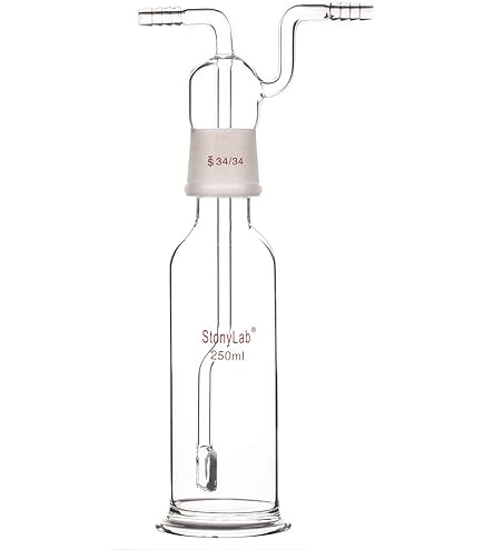 ALWSCI Botella para Lavado de Gases de Laboratorio, 500mL Botella Graduada de Buffer de Borosilicato con Sistema de Tapón de Rosca Rojo de Polipropileno GL45, 1set
