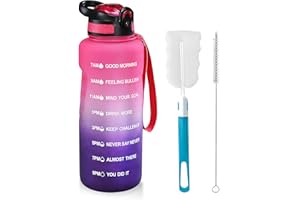 MOLEKSDAL 1.5 L Trinkflasche, BPA-freies Tritan-Material, Große Sportwasserflasche mit Trinkhalm und Zeitmarkierung, das beste Zubehör für Sport, Fitness, Laufen, Wandern - Spülmaschinenfest(Rot / Lila)