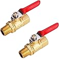 Litorange 2 PCS Heavy Duty Brass Mini Ball Valve Shut Off Switch, 1/4" BSPT (Male) x 1/4 INCH BSP (Female) Pipe Fittings, 180 Degree Operation Handle, Rated to 600WOG