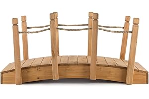 blumfeldt Rialto - Bridge Garden, Decoration bridge, Handrail, Weather Resistant, 58x58x122cm WxHxD, solid wood, Pretreated,