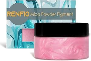 Renfio Pigment En Poudre De Mica 3,5 oz 100g, Naturel Colorant Pour Bougie, Colorant Resine Epoxy, Pour La De Fabrication De Savon, Slime, Bombes De Bain, Et Peinture, resine ongle – Rose