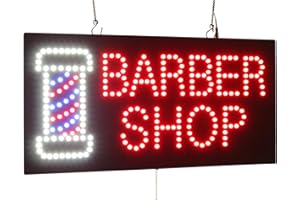 Barber Shop Sign, 24"x12", 60x30cm, TOPKING, LED, Neon, Florescent, Signage, Signboard, Display, Billboard, Screen, Grand Opening, Gift