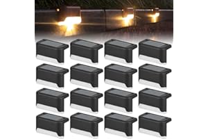 EBKCQ Lot de 16 Lampes Solaires, Eclairage à LED Lampe Solaire Exterieur, Lumières Solaires Exterieure Jardin Blanc Chaud Étanche Décoration pour Escalier Pont Marches Clôture Cour Terrasse Chemin