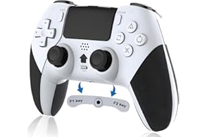 RCCBOOST Mando Inalámbrico para PS4, Mando PS4 con Conector para Micrófono y audio, Mando P4 con Doble Vibración y Giroscopio de Seis Ejes, Macro, Turbo, Pantalla Táctil, Batería de 800mah