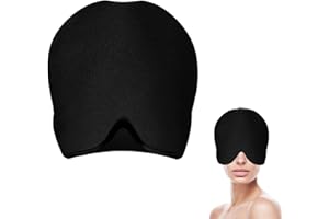 QEEROYO Cappello per Emicrania, Riutilizzabile Cappello Mal di Testa Gel Ghiaccio, Emicrania e Cappello di Sollievo Emicrania, Terapia del Freddo Cappello Mal di Testa, Nero