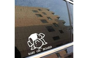 HANDMADE BY STUKK Stukk Stickers Baby On Board Lustiger Auto-Aufkleber, Vinyl, niedlicher Junge, 15 cm x 11,5 cm - weiß