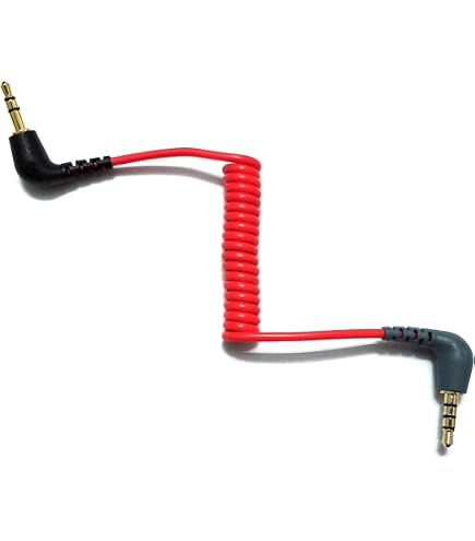 Câble Microphone 3,5mm TRS Mâle Vers Mâle - Angle Droit - Compatible Rode SC2, Zoom H Series, DSLR