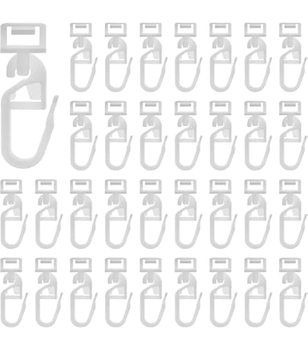 100 Ganci Scorrevoli Per Tende Plastica Bianca - Per Ringhiere E Tende Doccia