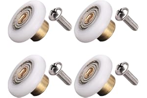 YUANQIAN 4 juegos de rodillos para puerta de ducha de 19 mm, pieza de repuesto, corredera de puerta de cristal para baño, rueda de rodillo para puerta de ducha corrediza con tornillo M4 (4 piezas de