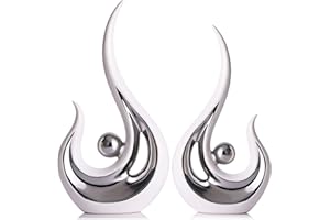 LCCCK Weiße und silberne Tafelaufsätze, Dekoration für Tisch, abstrakte Kunst, Keramik, Tischdekorationen für Wohnzimmer, moderne Statue, TV-Ständer, Kunstdekoration, skandinavischer minimalistischer Stil,