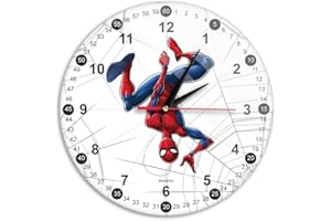 ERT GROUP Oryginalny i oficjalnie licencjonowany przez Marvel zegar ścienny w połysku, wzór Spider Man 003 biały, cichy, unikalny design, malowane metalowe wskazówki 12 "