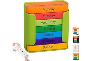 ALCOGOALL 7-Day Medication Organizer for Effortless Health Management,Large Pill Box 7 Day 4 Times a Day,Stackable Pill Box Organiser,Weekly Medicine Storage Box for Pills,Vitamin,Tablets,Fish Oils (Green)