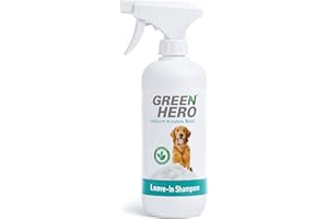Green Hero Leave‑in Shampooing pour chien 500 ml comme shampooing sec pour le nettoyage sans lavage Shampooing sec naturel pour chien enlève la saleté à séchage rapide Parfait pour un nettoyage rapide