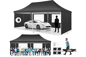 COBIZI Pop up Gazebo 3m x 6m with 4 Removable Sides, Event Shelter Tent with a Carry Bag for Parties, Wedding & Business, Waterproof Garden Gazebo with Upgraded Metal Frame, UV 50+ (Black)