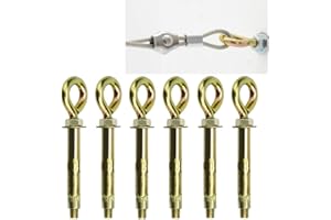 AFASOES 6pcs Expansion Anchor Bolts M6 x 60mm Expanding Eye Shield Bolt Fixings Heavy Duty Sleeve Anchors Ring Lifting Eyebolts with Closed Hooks for Secure Fixing in Wall Masonry Concrete