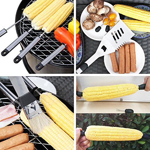 18-teilig Grillbesteck BBQ Besteck Set Grillset Tool Set mit Koffer barbecue rutschfester Griff - 2