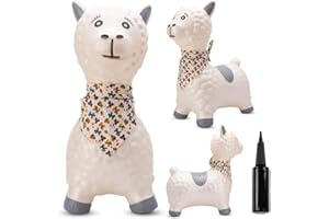 sun baby Animal Sauteur Gonflable, Jouet Enfant 1 an pour l'intérieur et l'extérieur, Design Ergonomique, Pompe Manuelle Incluse (Lama Blanche)