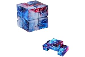 Tukcherry Infinity Cube Fidget Cube Toy Stress Anxiety Relief for Adults and Kids Hand-Held Magic Puzzle Flip Cube Preschool Toy for ADD ADHD Fidget Finger Cube Toys for Killing Time (Starry sky)
