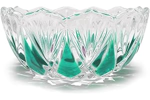 HALOTEC | Bowl de Cristal 21cm | Decoración Artesanal con Detalles en Verde | Cuenco Elegante para Postres, Aperitivos y Decoración | D210xH90mm | Original Walther Glas | Made in Germany