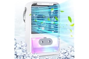 TIPTOP HOME Portable Air Conditioner, 4in1 Rechargeable Mini Air Conditioner Portable Fan for Room with 7 LED Lights, Quiet Humidifier Cooling Fan for Office Home Bedroom