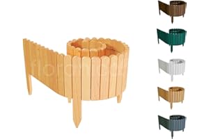 Floranica Rollborder Flexibler Holzzaun 203cm Höhe: 30cm Natur Imprägniert Kiefernholz Beeteinfassung Rasenkante Palisade Umzäunung für Obstgärten Beete Wege