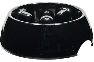 Dogit Go-Slow Anti-Gulp Dog Bowl, Black, Large, 1.2 Litre