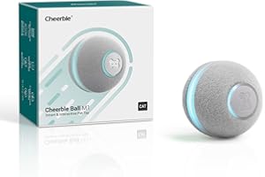 Cheerble Interactive Cat Ball Toy, Electric Self Rolling Ball for Indoor Cat Kitten, 3 Play Modes with LED Lights, Grey