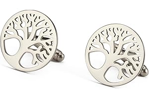 Dreamtimes Gemelos de esmoquin para hombre diseño de árbol de la vida gemelos redondos con árbol genealógico negocios boda padrinos de boda regalos de traje camisa accesorios gemelos para