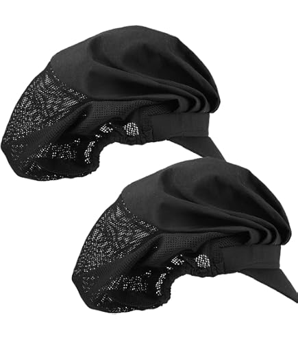 Pack 4 Gorros De Chef Unisex | Malla Transpirable | Talla Única Elástica (Negro Y Blanco)