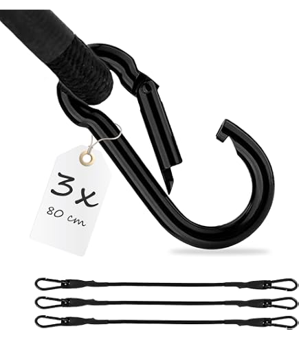 Lot De 6 Tendeurs Élastiques 30 Cm Avec Mousquetons - Cordon Robuste Latex Naturel, Pour Bâches, Camping, Moto, Voiture
