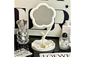 RUIGOMRU Flower-Shaped Makeup Mirror for Desk Vanity Mirror for Bedroom,Living Room and Minimal Spaces Room Decor Home Decorations (white)