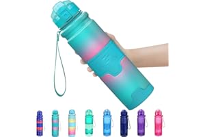 ZOUNICH Butelka Wody Sport Butelki Wody Dla Dzieci bez BPA, Wielokrotnego użytku Tritan Ekologiczny Plastik z filtrem, 400ml/500ml700ml/1l, Fotele do siłowni, Rower, Szkoła, Biuro, Podróże