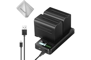 NEEWER 2Pcs NP-F970 7800mAh Replacement Batteries with Charger/Cleaning Cloth, Compatible with Sony NP-F970 F960 F950 F770 F750 F570 F550 FX3 FX30 A7 Canon R5 Nikon Z8 Cameras, for Handycam LED Light