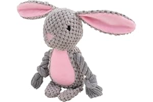 TONYFY Piszczące zabawki dla psów z marszczonym papierem, pluszowa zabawka do żucia dla psa, interaktywna zabawka dla szczeniaków, małych i średnich psów (szary królik)