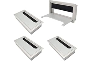 LIKERAINY Pasacables Mesa Oficina Cable Glándula 80x 160mm para Encastrar en Escritorio Cable Salida Angular Aluminio Acabado Plata Anodizado Organizador de Alambre 4 Piezas