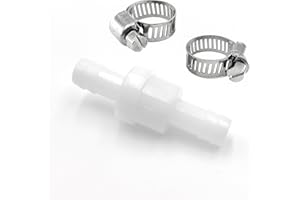DEVANTIA Durchmesser 10 mm Inline Rückschlagventil - Verbessert Kunststoff Rückschlagventil mit Klemmbändern für Wasser Flüssigluft Kraftstoff Gas, für Waschmaschinen Trockner